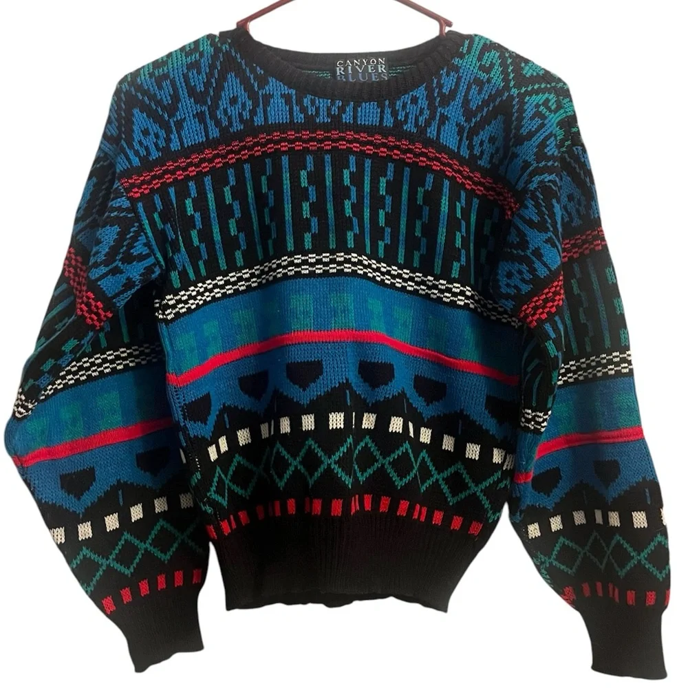 Kids Vintage Canyon River Blues Sweater size 10-12 Made in The USA - Picture 2 of 7